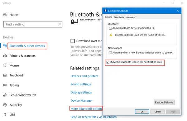 why bluetooth turn on is missing windows 10