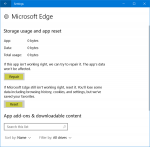 Reset, Repair or Reinstall Edge Legacy browser in Windows 10