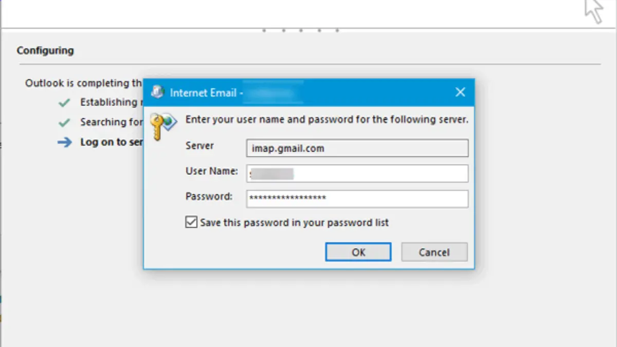 outlook 2016 asking for password
