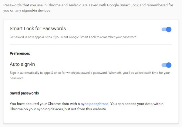 google passwords manager android
