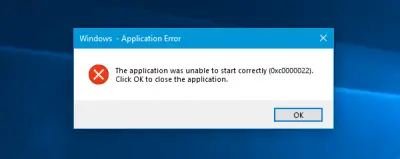 Error 0xc0000022, The application was unable to start correctly