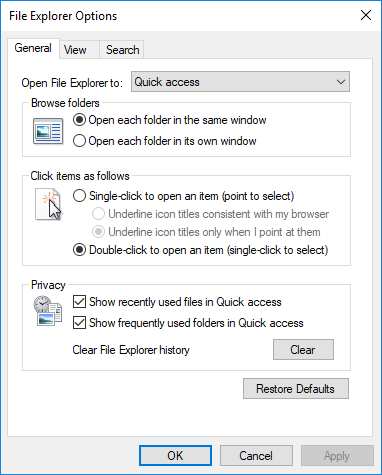 windows 10 double click fix