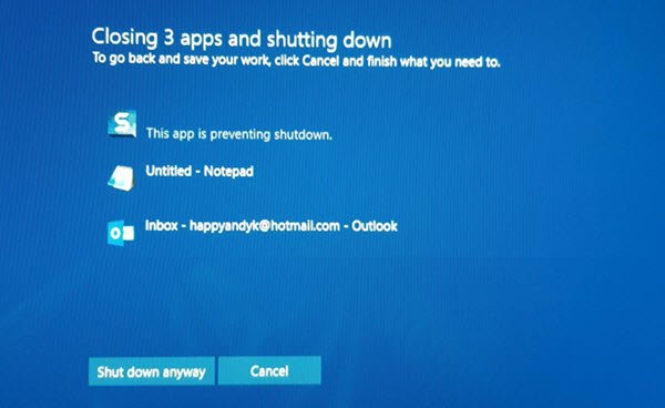 Change how long Windows waits before closing apps at Shutdown - 98