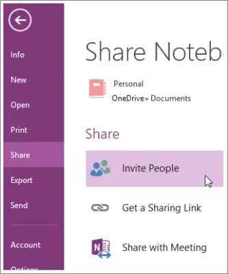share onenote notebook android