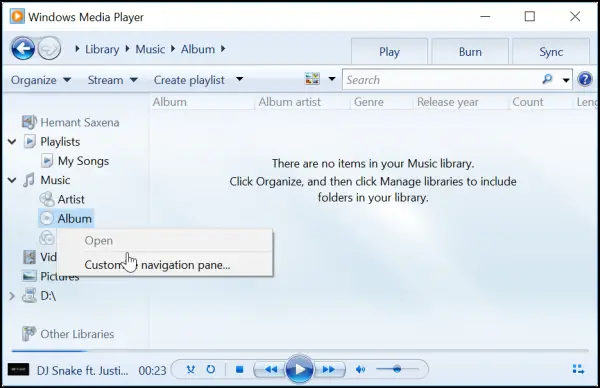 Windows Media Player showing no or wrong Album information