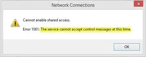 The service cannot accept control messages at this time