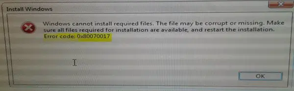 Error Code 0x80070017