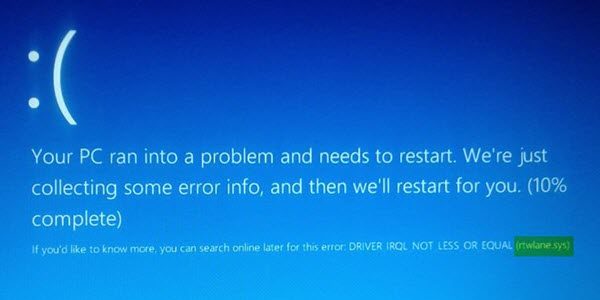 While nosotros are discussing the Blue Screen of Death errors Fix rtwlane.sys Blue Screen fault on Windows 10