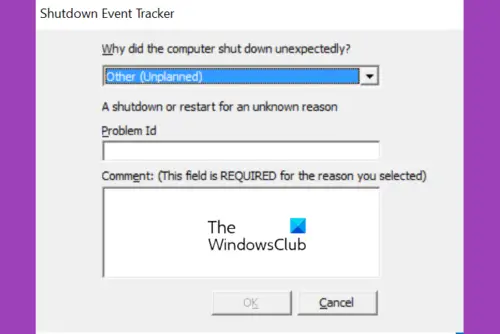 Enable Or Disable Shutdown Event Tracker In Windows 11/10