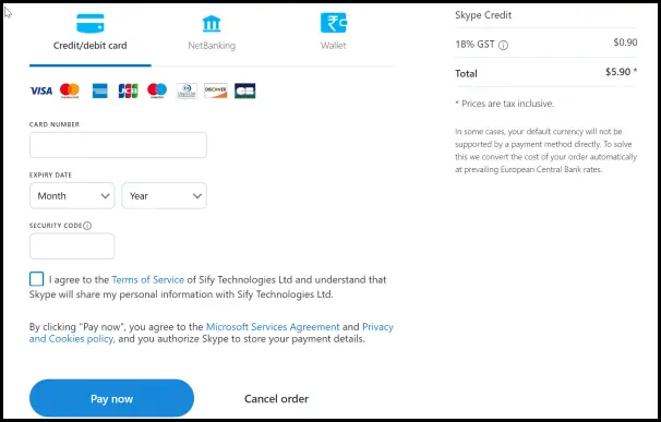 purchase skype credit