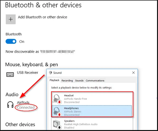 connecting airpods to windows 10