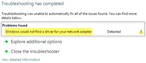 Windows N'A Pas Pu Trouver De Pilote Pour Votre Adaptateur Réseau