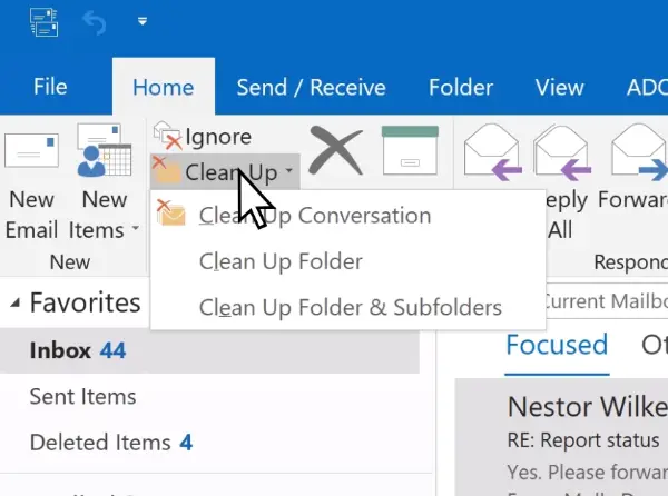 outlook 365 cleanup tool