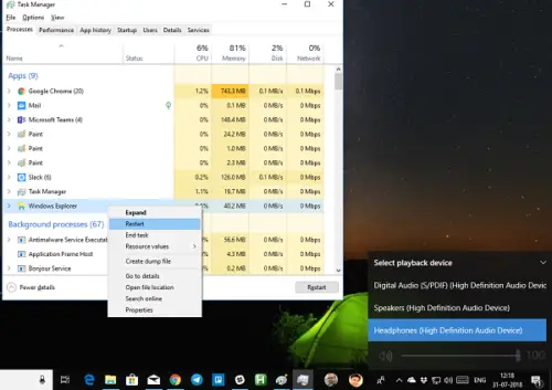 Taskbar has disappeared from the Desktop in Windows 11/10