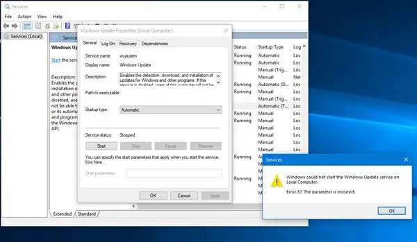 Windows could not start the Windows Update service on Local Computer