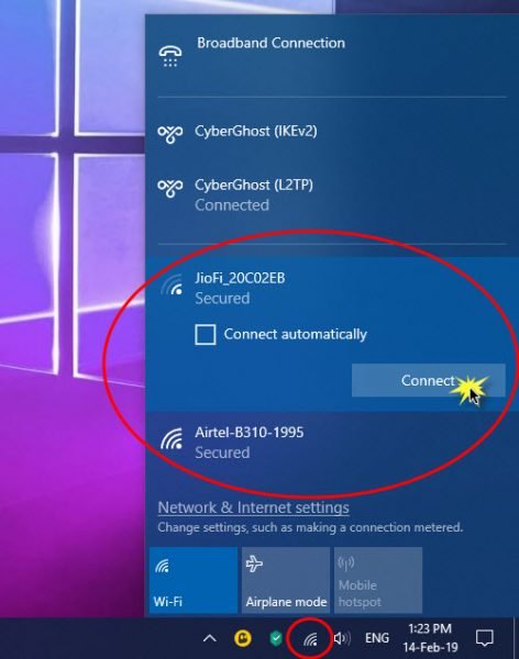 how to setup internet connection in windows 10