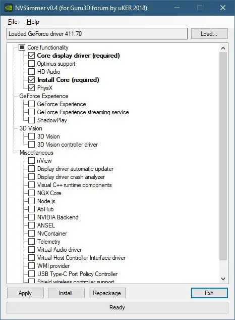 Remove unwanted individual components of NVIDIA driver  - 53