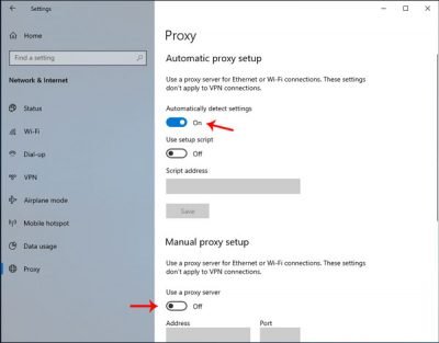 Can't connect to the proxy server says Microsoft Edge on Windows