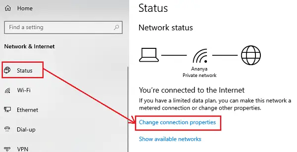 Modifica delle proprietà di connessione