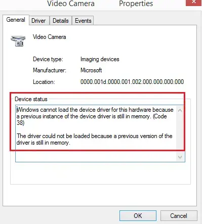 Windows cannot Load the Device Driver for this Hardware because a Previous Instance of the Device Driver is still in Memory (Code 38)