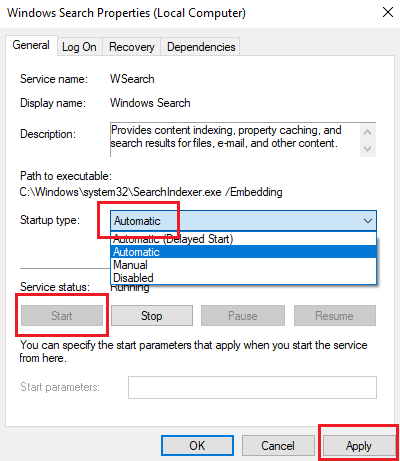 Diensttyp Der Windows-Suche Ändern