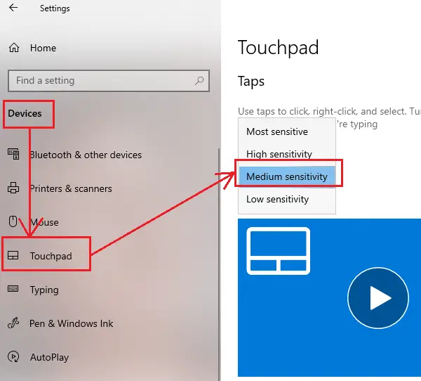 how to change touchpad sensitivity windows 7