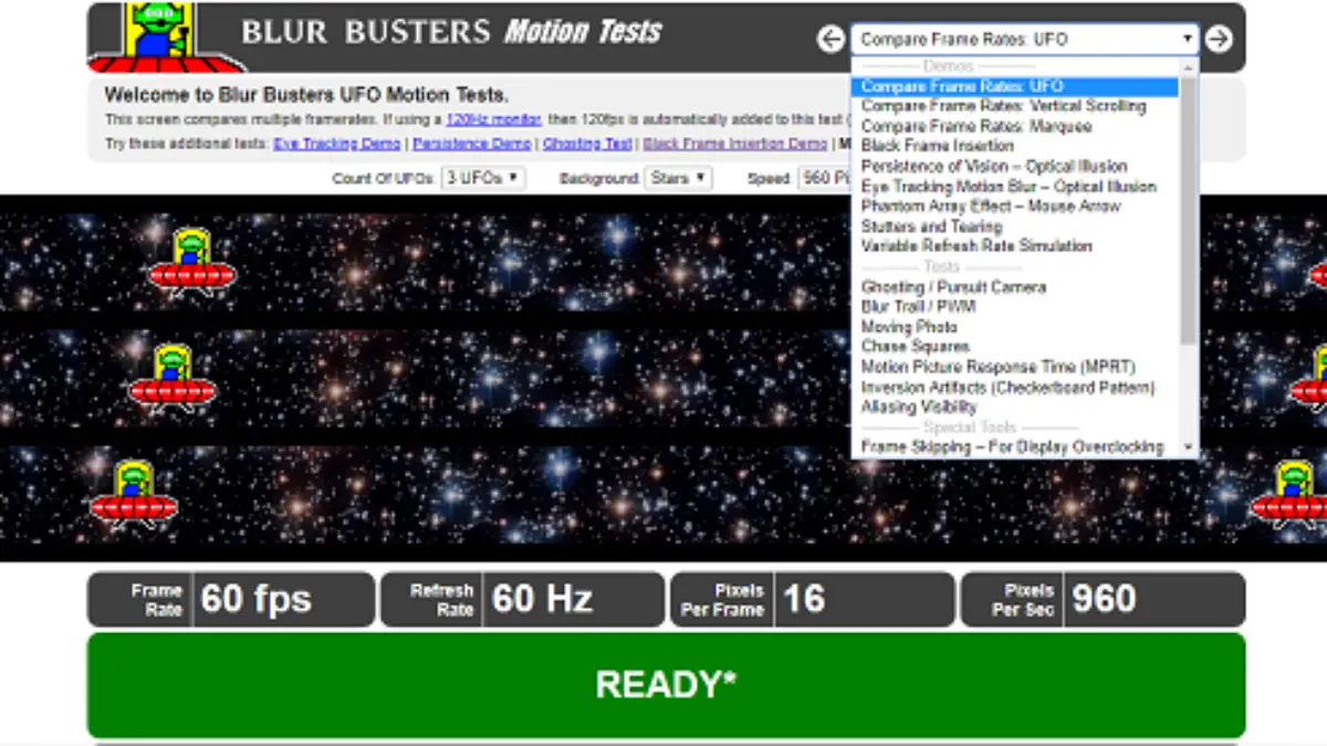 Ufo fps test. UFO тест монитора. Blur Busters UFO Motion Tests. Blur Buster Monitor Test. UFO Test ghosting какой должен быть.