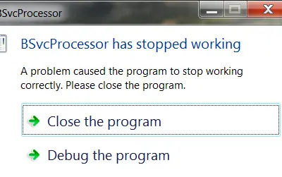 Bsvcprocessor A Cessé De Fonctionner