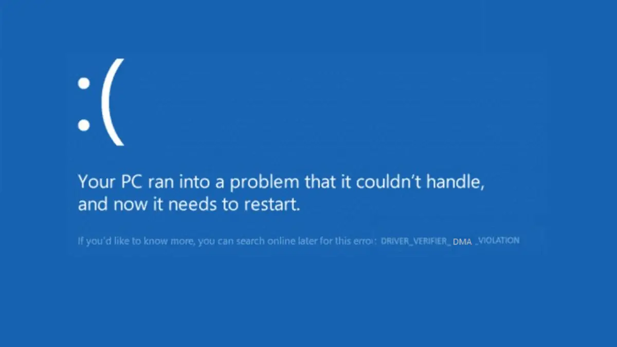 Driver Verifier Dma Violation Blue Screen Error On Windows 10