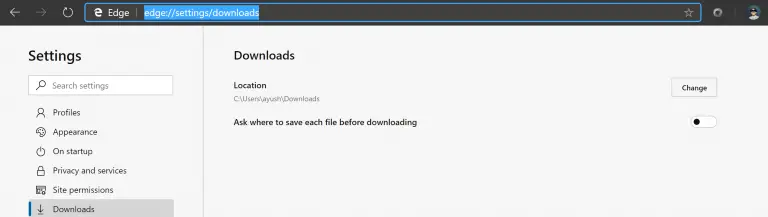 how to change default microsoft edge download directory