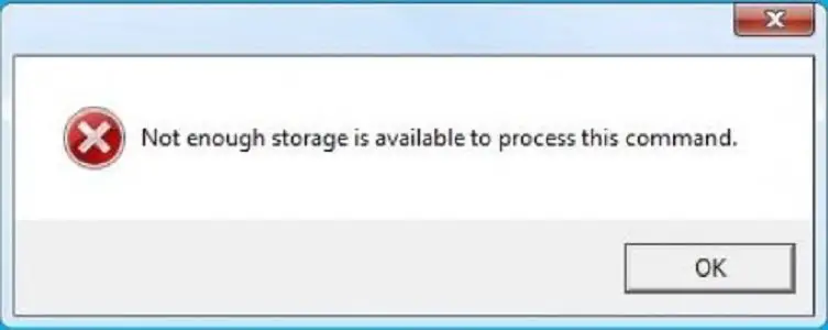 Fix Not enough storage is available to process this command error