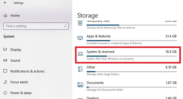 enable or disable Reserved Storage