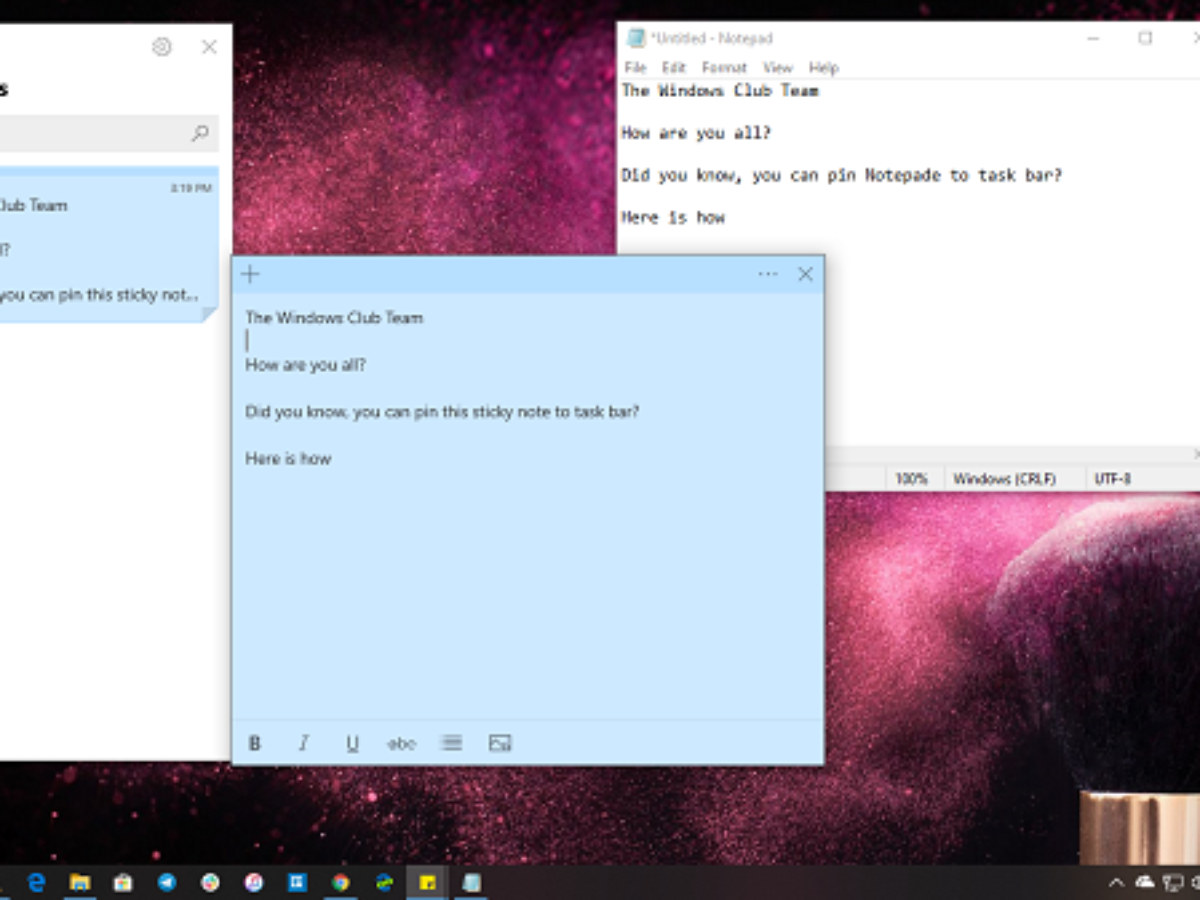 desktop notes windows 10