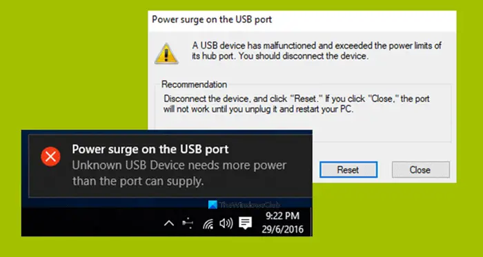 Fix Power surge on the USB port on Windows 11/10