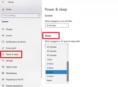 How to change Sleep settings on Windows 11/10