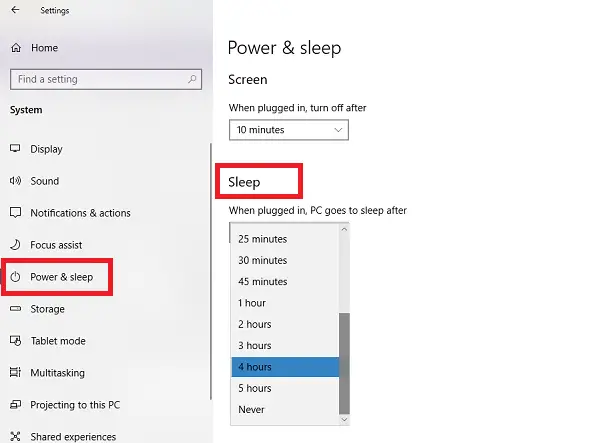 how to in sleep mode windows 10