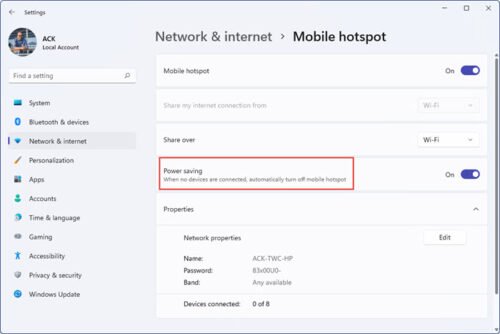 How To Stop Mobile Hotspot From Turning Off In Windows 11/10