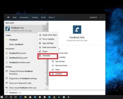 How To Uninstall Feedback Hub App In Windows 11/10