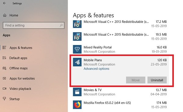 How to uninstall Mobile Plans App in Windows 10 - 74