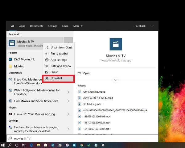 How To Uninstall Movies And Tv App In Windows 10