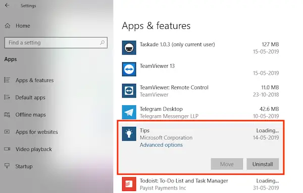 How to uninstall Tips App in Windows 11/10