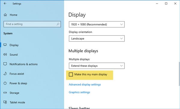 How to change primary and secondary monitors on Windows 10