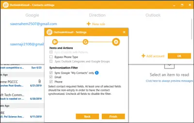 sync google contacts with outlook 2019