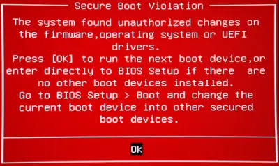 The system found unauthorized changes on the firmware operating system or uefi drivers что делать