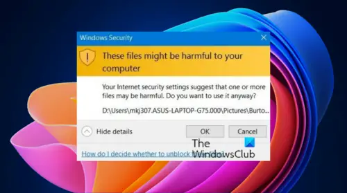 Disable These files might be harmful to your computer warning in Windows