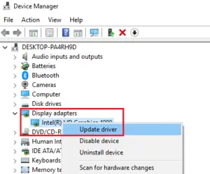fix display driver command prompt