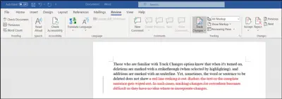 microsoft word track changes not showing strikethrough