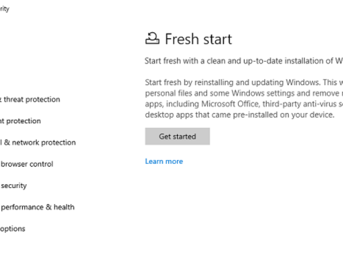Windows 10 Fresh Start Reset Refresh Clean Install In Place Upgrade