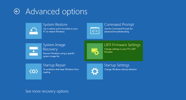 boot into uefi firmware