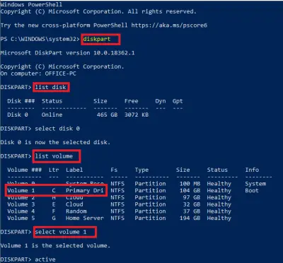 active partition not found